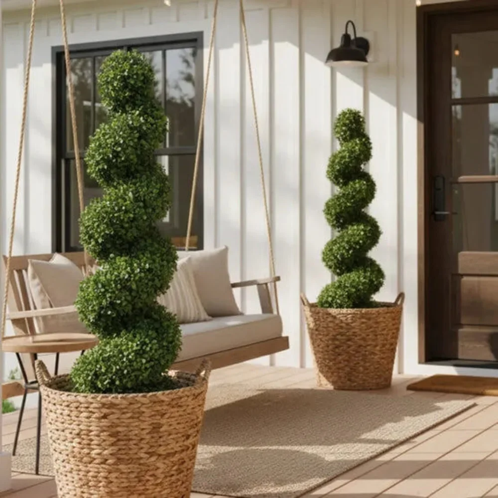 Nearly Natural Faux 4' UV Resistant Spiral Boxwood Topiary Tree